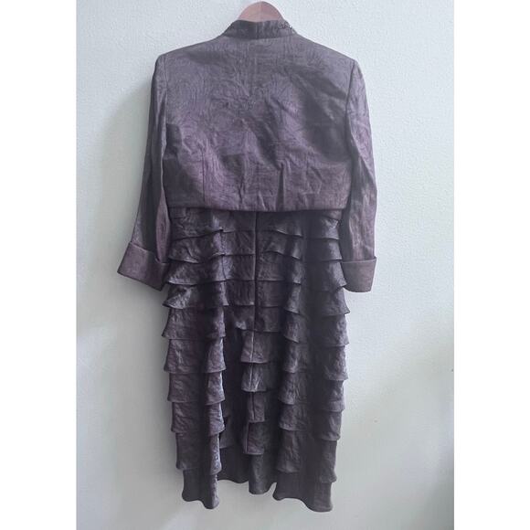 Vintage IGNITE EVENINGS Two Piece Tiered Midi Dress with Jacket Size 6 Beaded - Picture 2 of 9